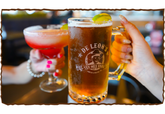 Deleon Tex Mex Pint of Beer and Margarita
