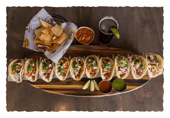 Taco Platter Served with a Mexican IPA, house-made tortilla chips and various Salsa choices
